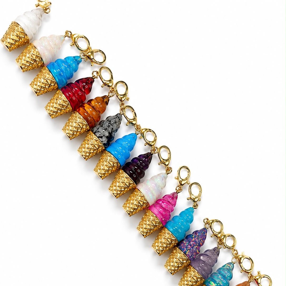 Ice Cream Charm in 18 natural gemstone variations