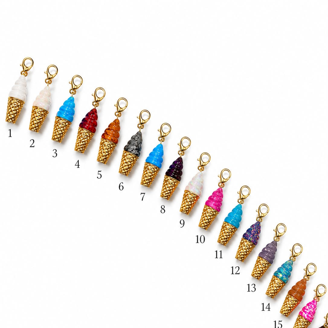 Ice Cream Charm gemstone variations numbered 1 through 18