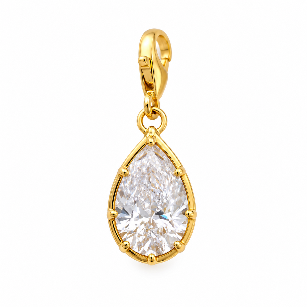 Pearshape Diamond Charm on white background