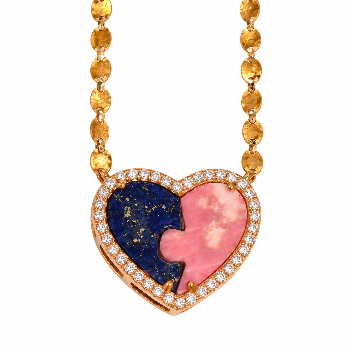 Puzzle Heart Necklace on white background