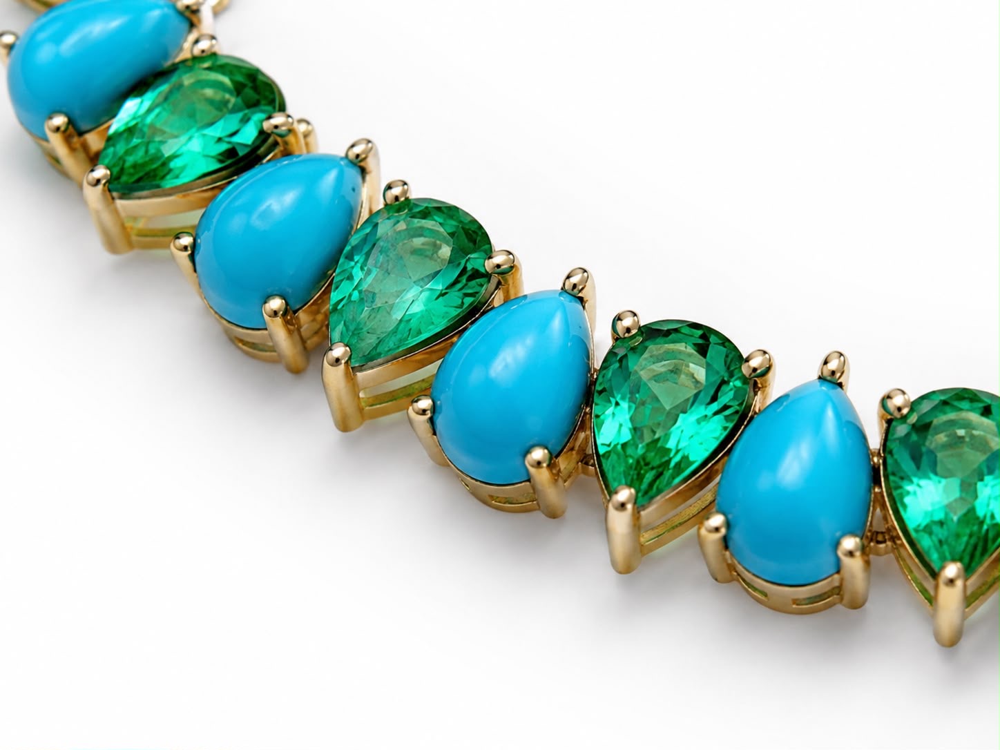 Close-up of Turquoise and Emerald Tennis Bracelet