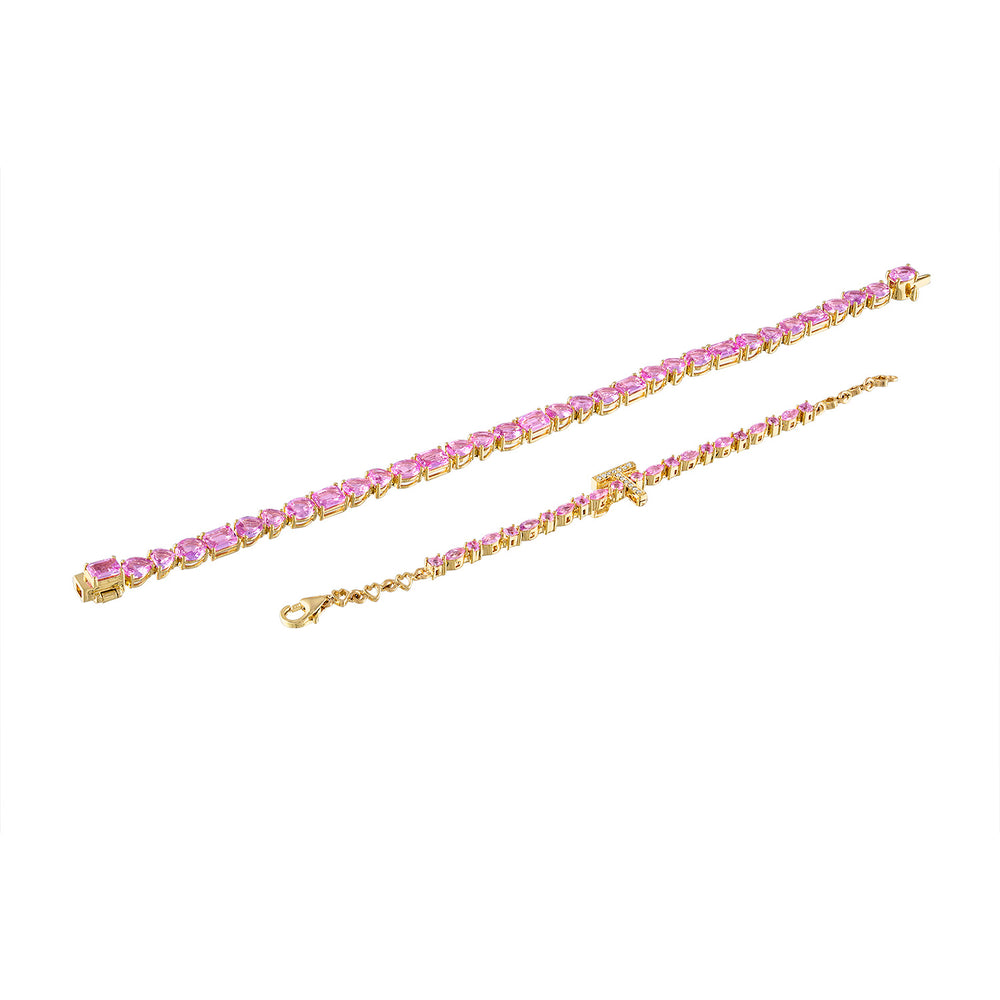 Multishape Pink Sapphire Tennis Bracelet