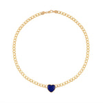 Heart Shaped Lapis Lazuli Chain Necklace