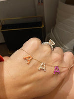 Three Gemstone Letter Necklace