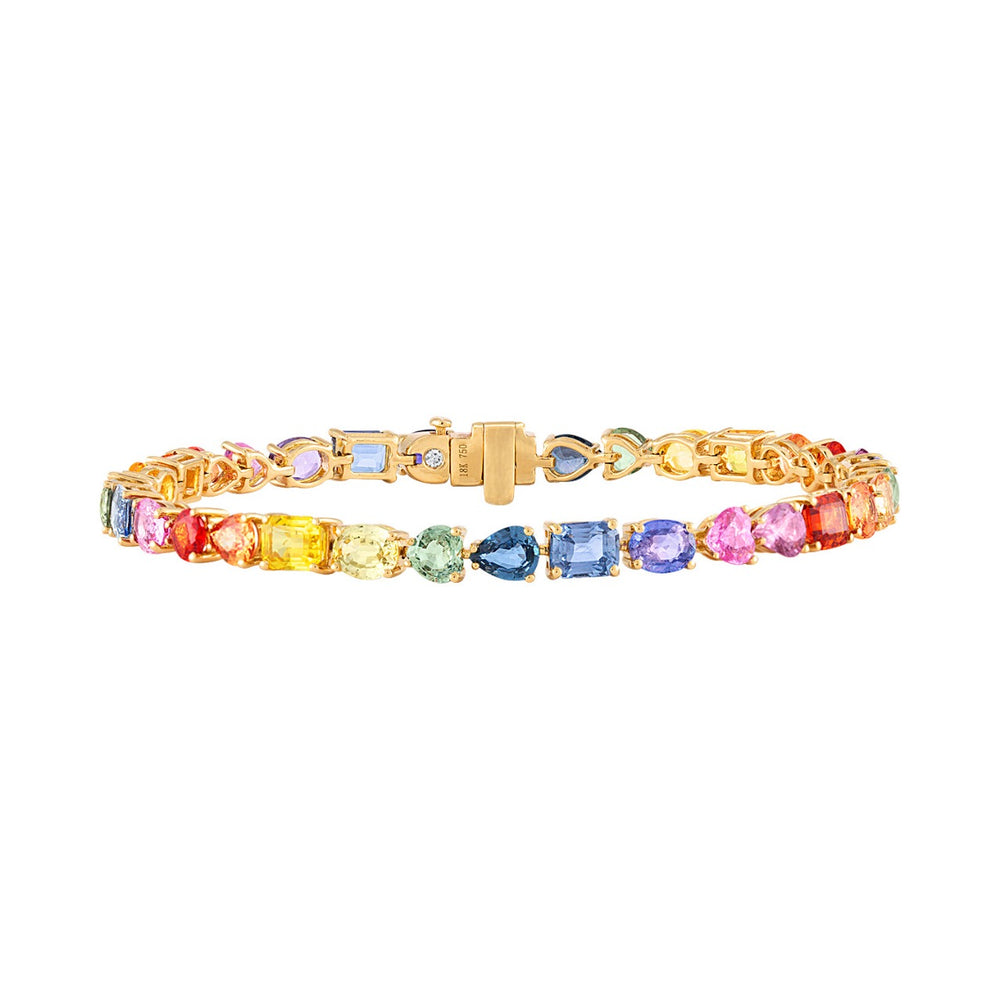 Multishape Multicolor Sapphire Tennis Bracelet