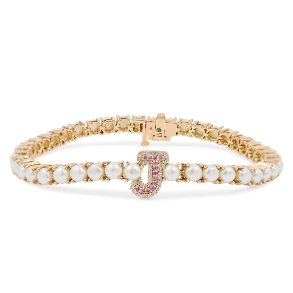 Letter R Rose Gold Diamond Bracelet