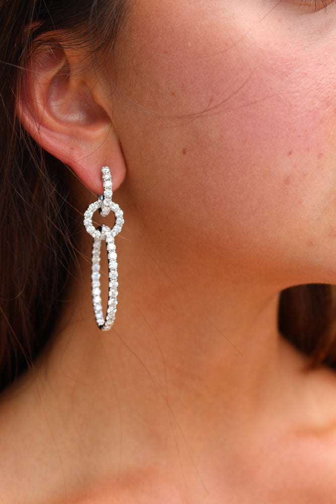 Diamond Hoops Long Earrings