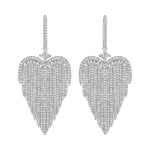 Diamond Heart Fringe Earrings