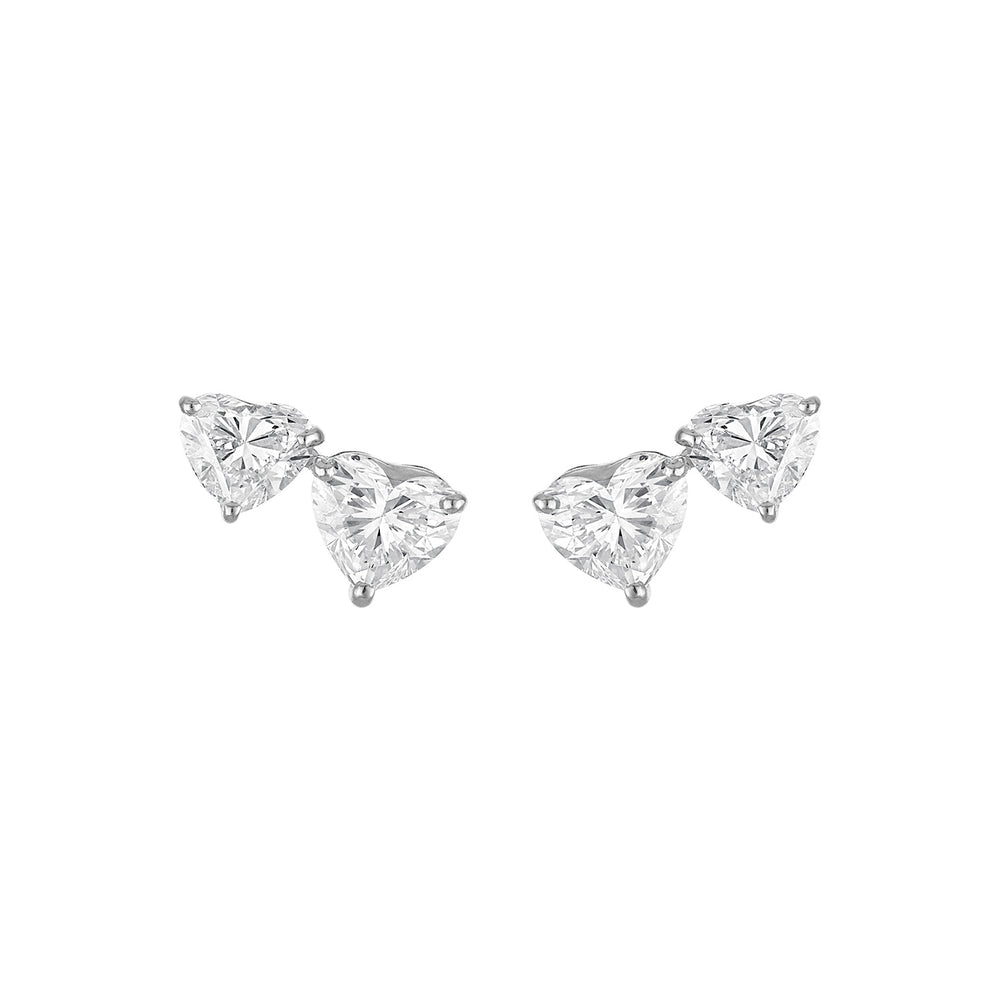 Double Heart Diamond Studs