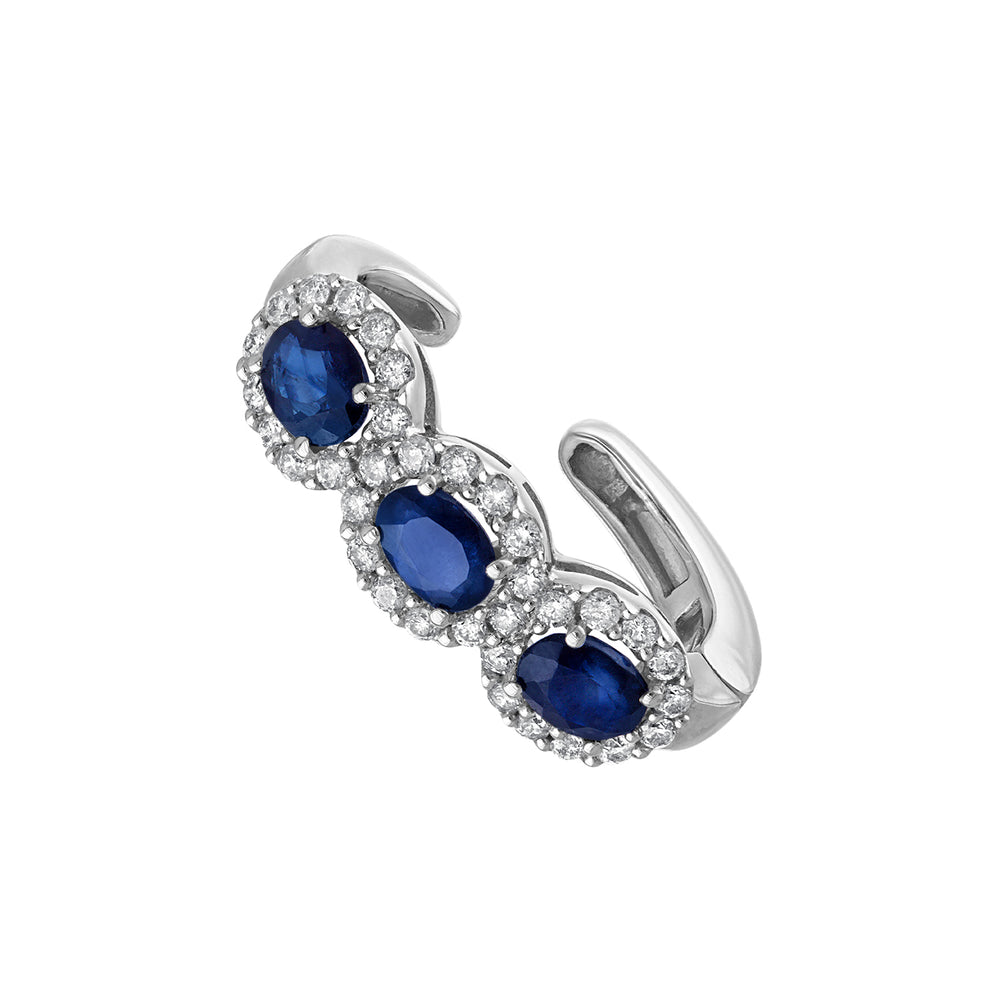 Oval Blue Saphire Ear Cuff