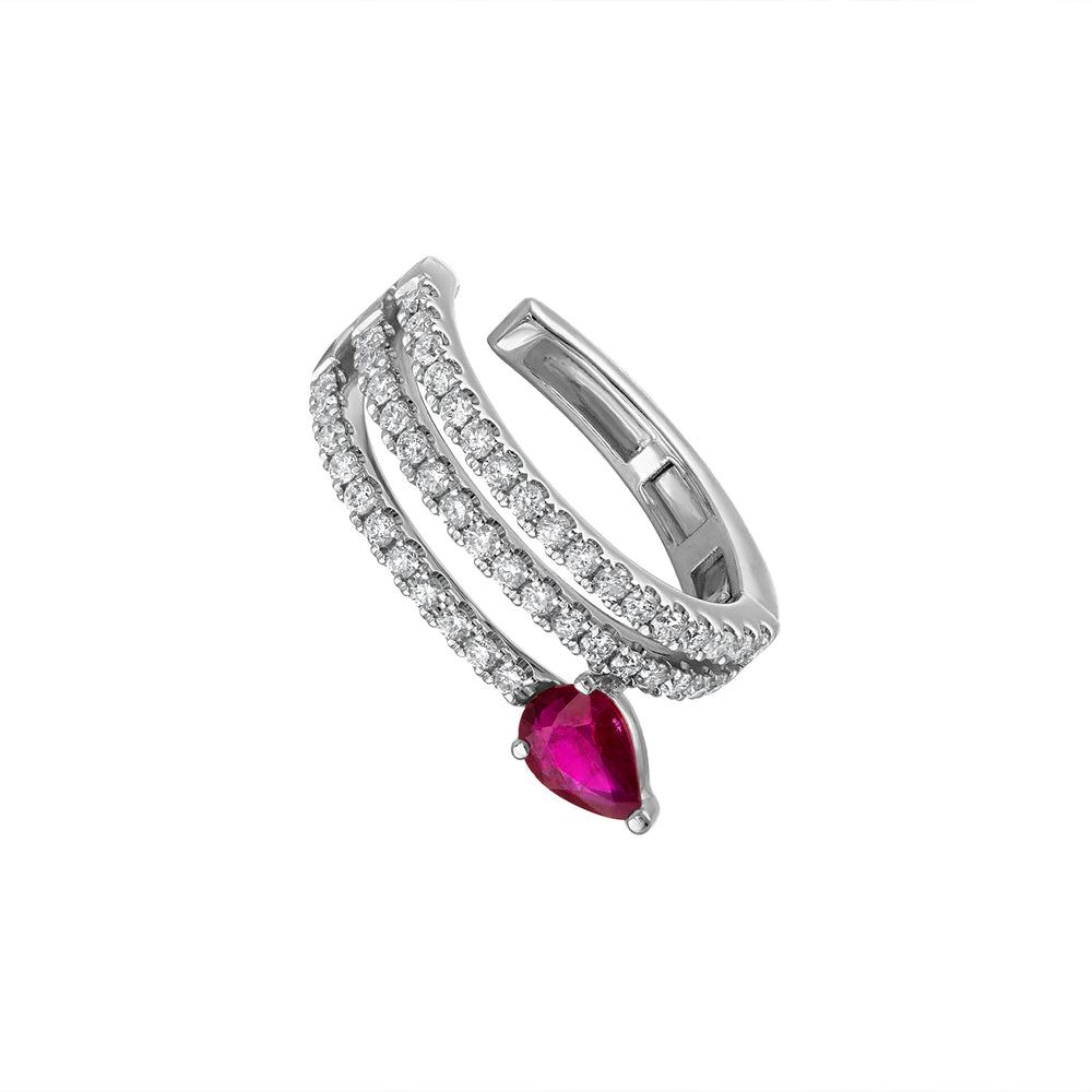 Diamond and Ruby Ear Cuff