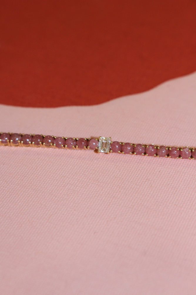 Cabochon Tennis Bracelet with Diamond