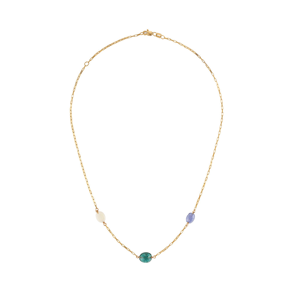 Triple Cabochon Paperclip Necklace