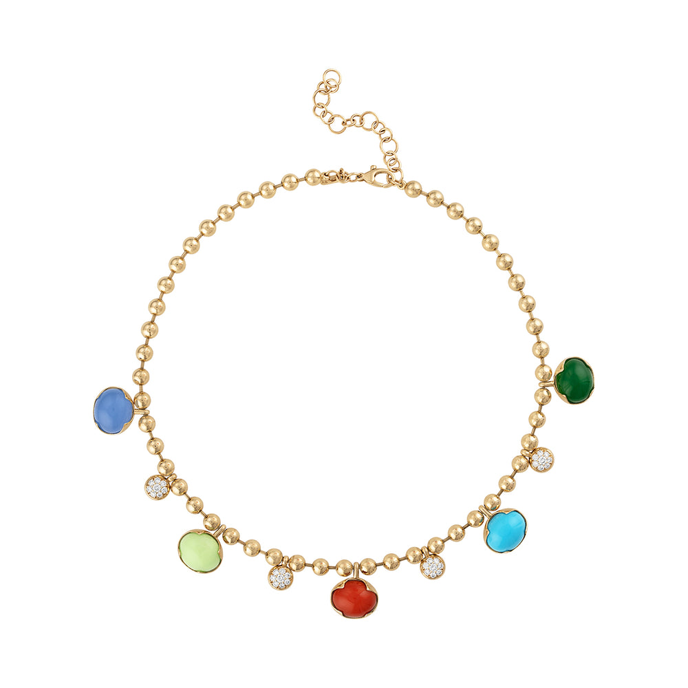 Mixed Cabochon Gemstones Necklace