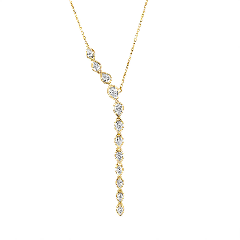 Bezel Pear Shape Diamonds Necklace