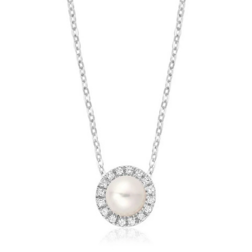 Diamond Halo Pearl Pendant BF SAMPLE