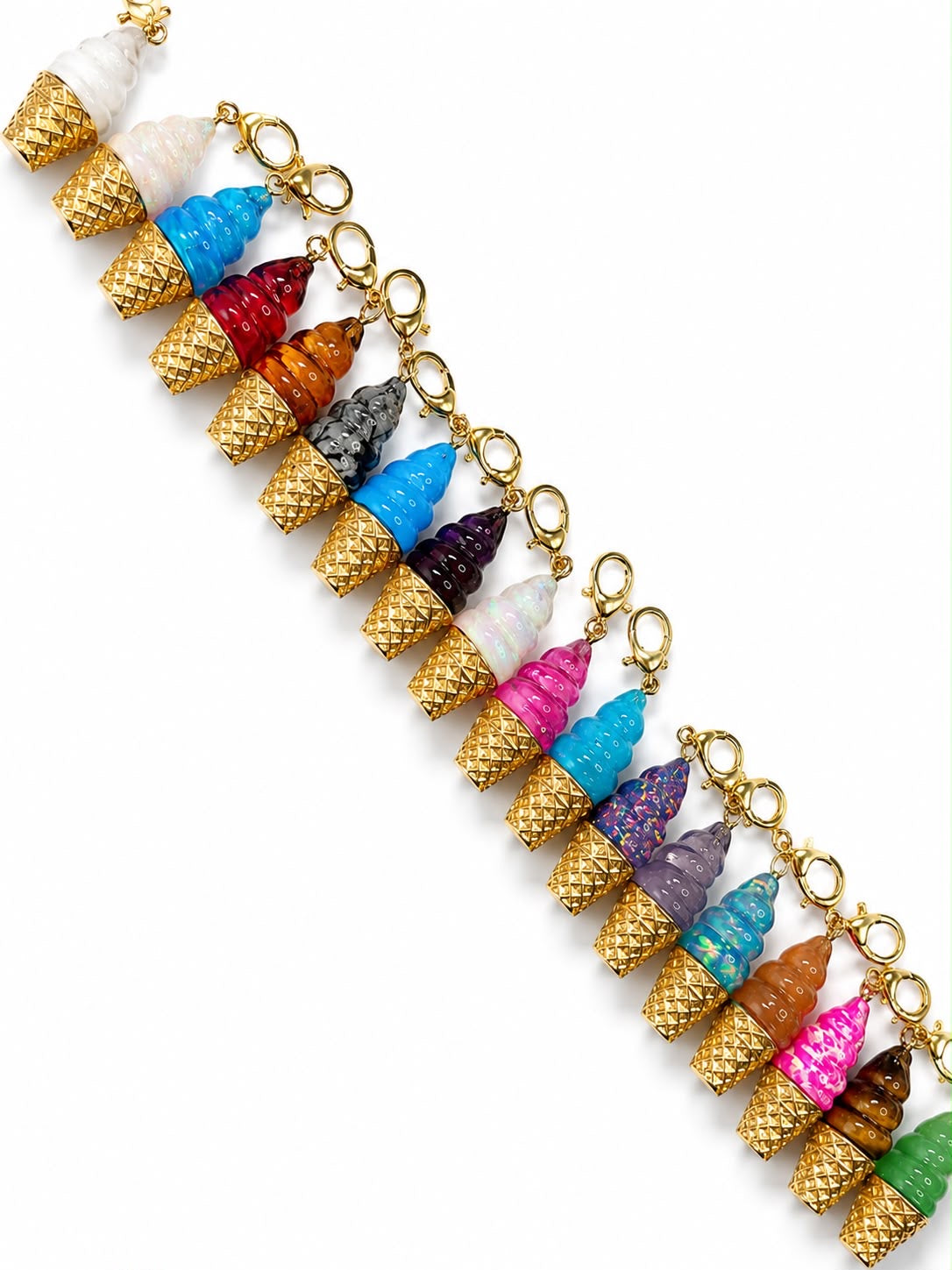 Ice Cream Charm in 18 natural gemstone variations