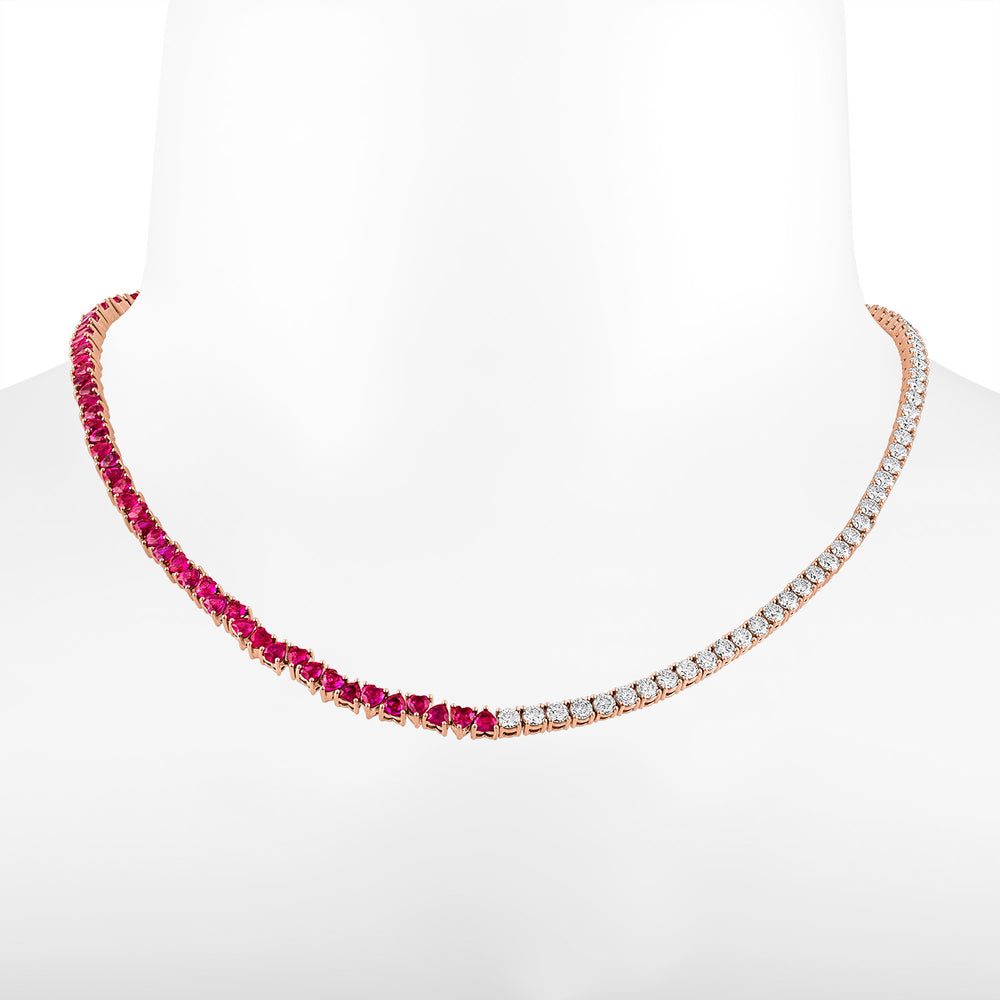 Ruby Hearts/Diamond Necklace