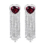 Rubellite Hearts with Diamond Fringe Earrings