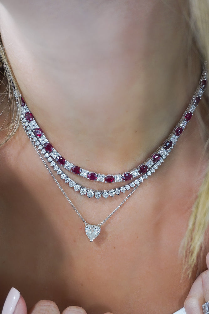 1948 Tennis Necklace 14k Gold-fill, Cubic Zirconia | Blue Ruby Jewellery