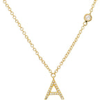 Diamond Initial and Drop Necklace