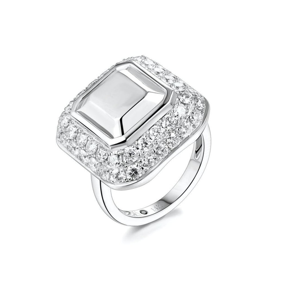 Emerald Cut Goldstone™ Diamond Cocktail Ring