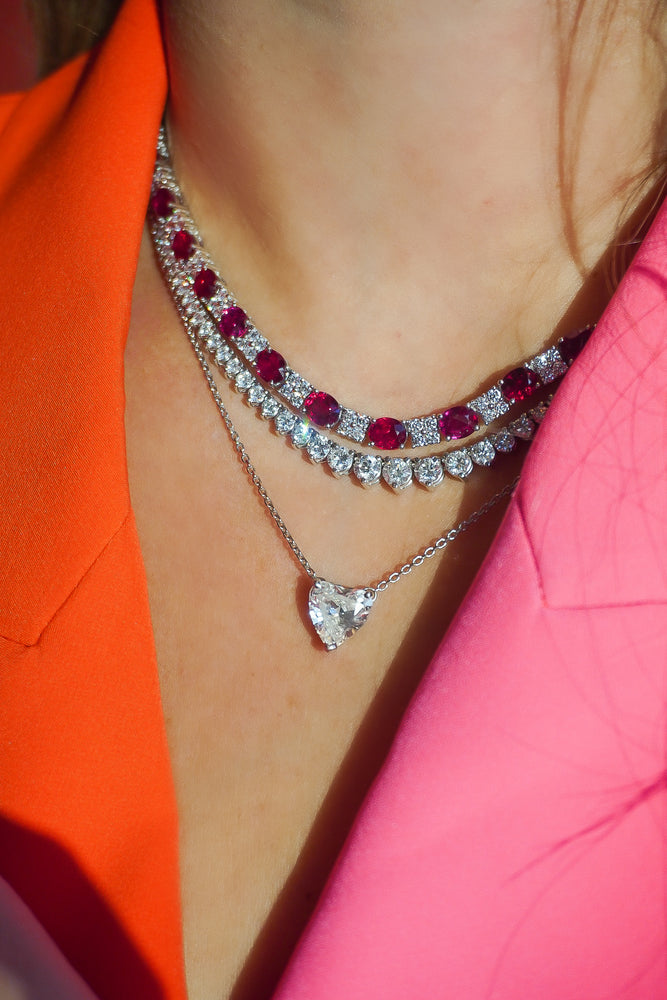 Ruby and Diamond Heart Tennis Necklace ONLINE EXCLUSIVE – Meira T Boutique