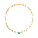 Oval Shaped Turquoise Chain Necklace