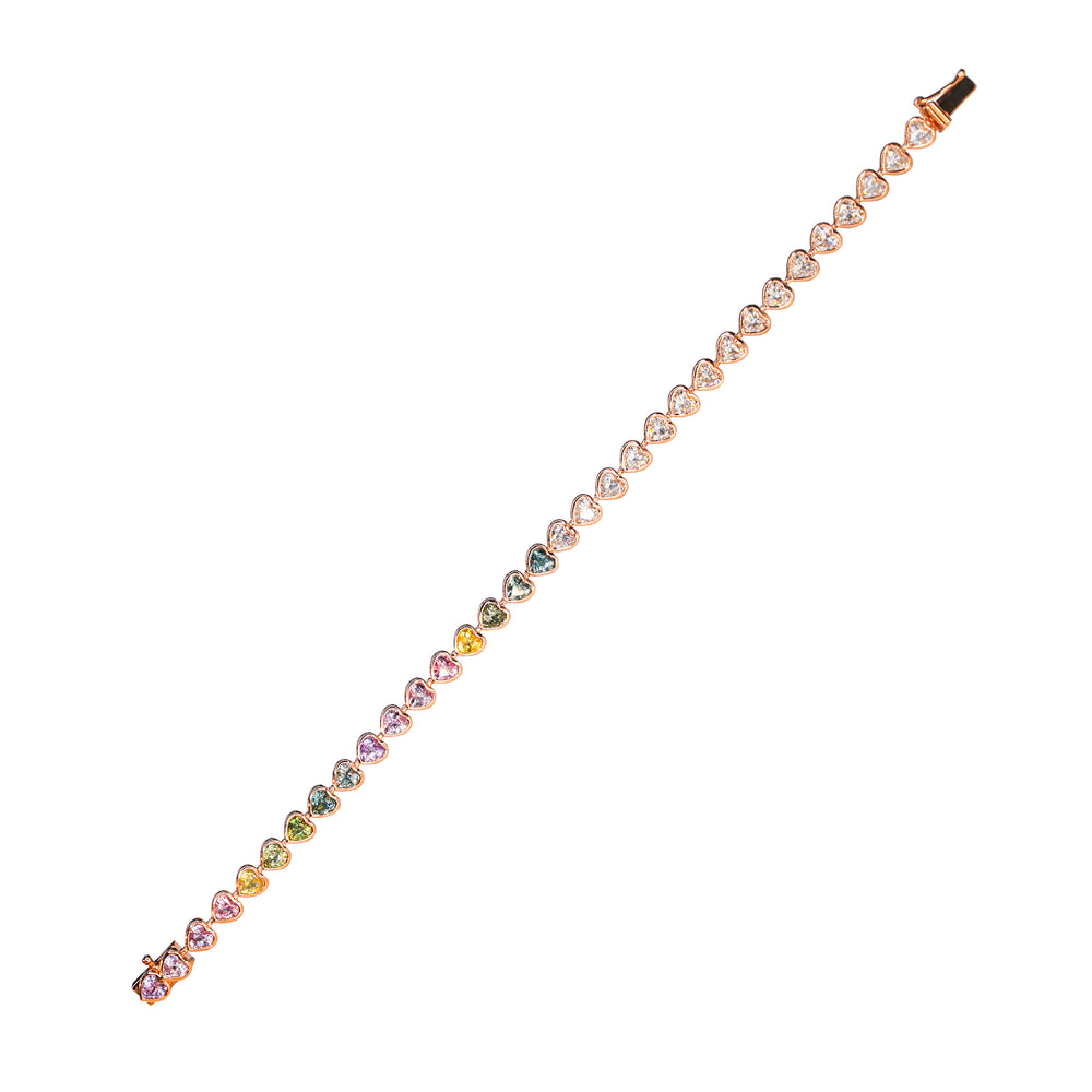 Multicolor Sapphire/Diamond Hearts Tennis Bracelet