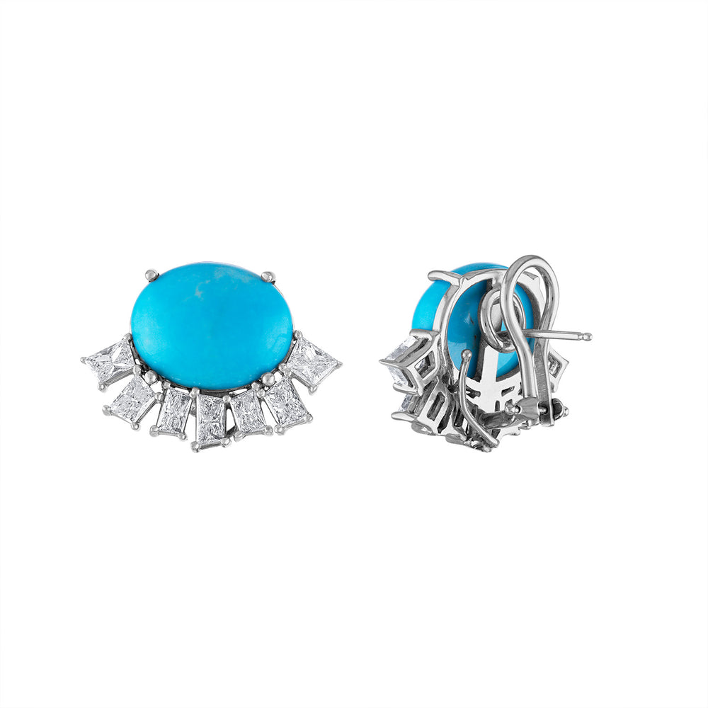 Turquoise, Citrine and Diamond Earrings