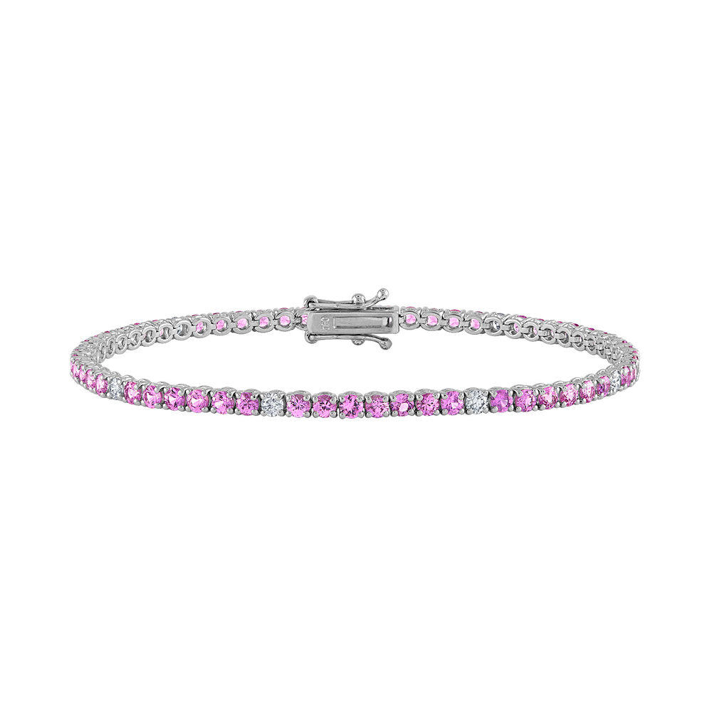 Pink Sapphire And Diamond Tennis Bracelet