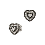 Black and White Diamond Heart Earrings