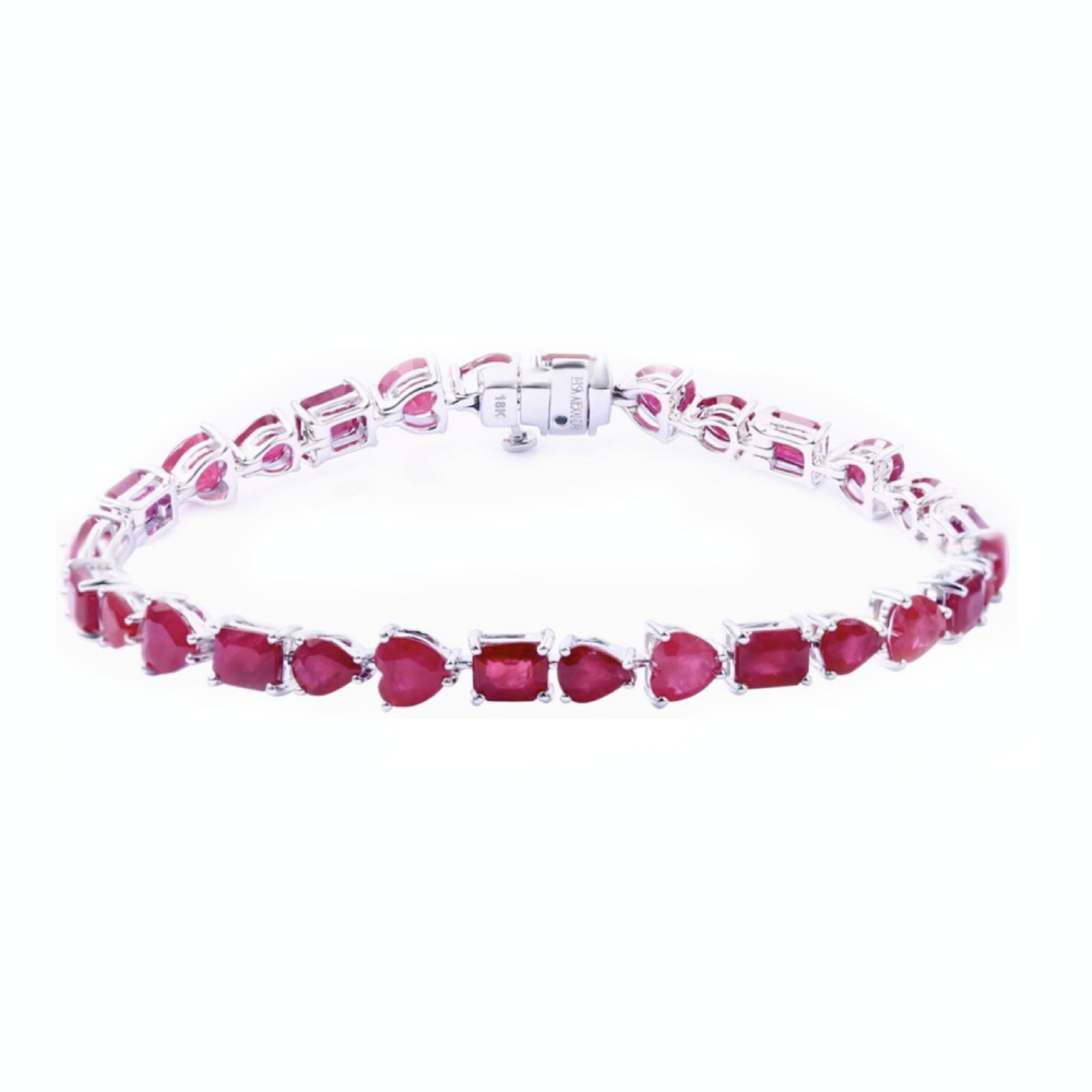 Multishape Ruby Tennis Bracelet