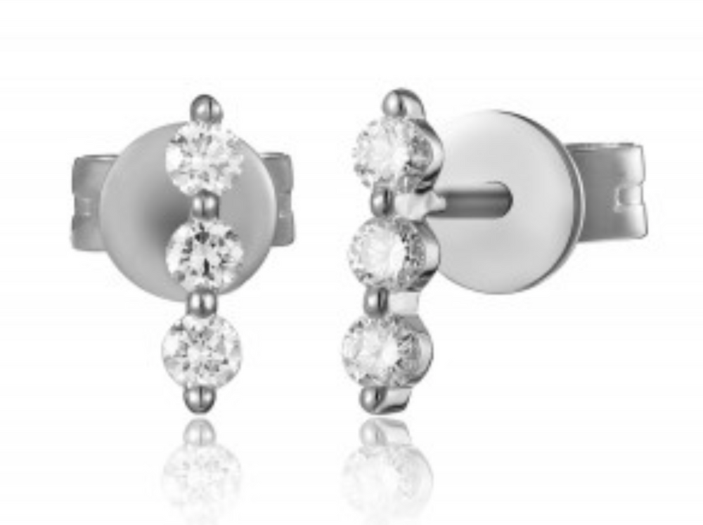 Prong Set Diamond Bar Earrings