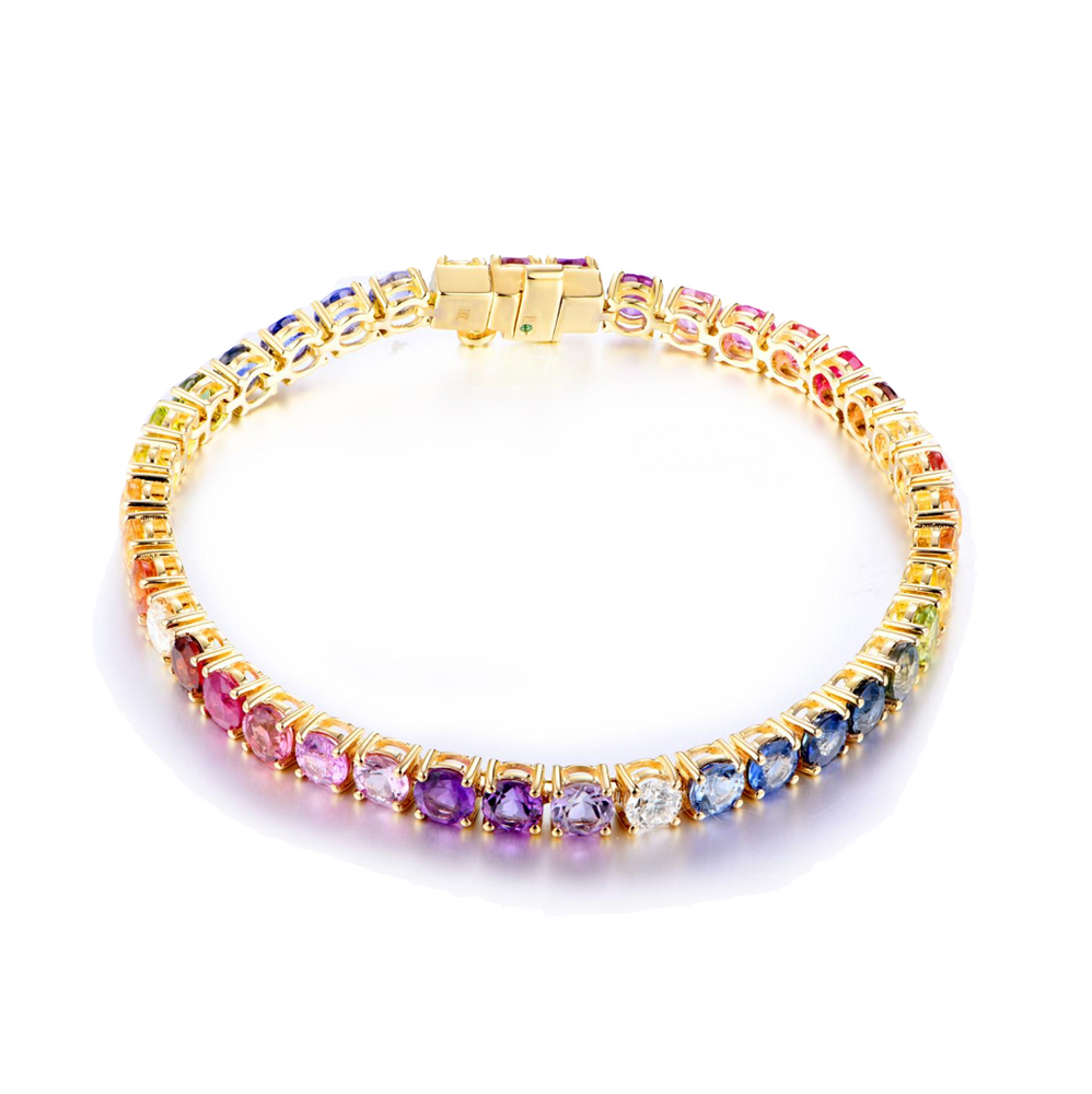 Multicolor and Diamond Tennis Bracelet