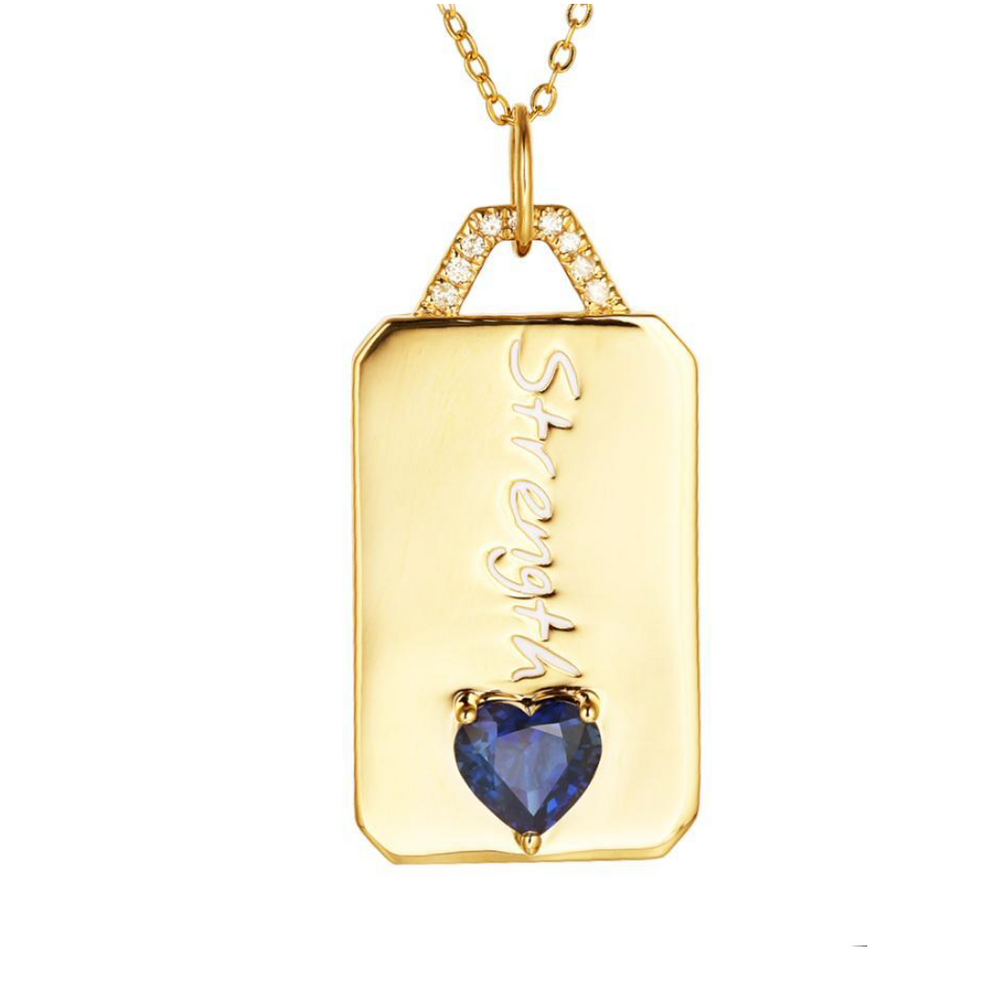 Engraved Gold Charm with Gemstone