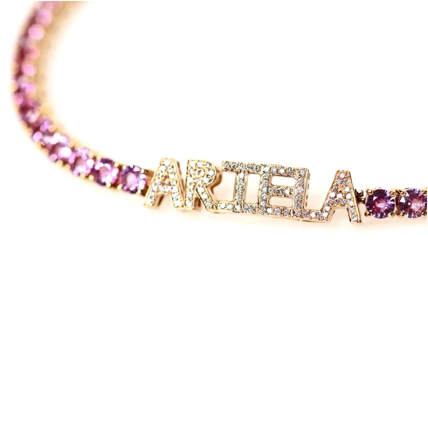 Pink Sapphire Name Tennis Bracelet