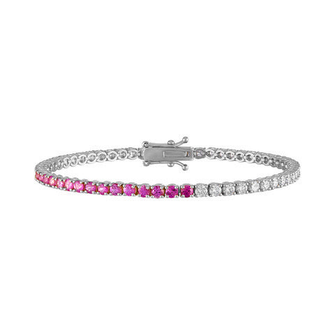 Pink Sapphire/Diamond Tennis Bracelet