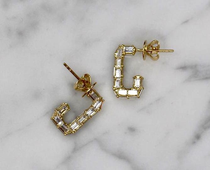 Mini Diamond Paper Clip Earrings