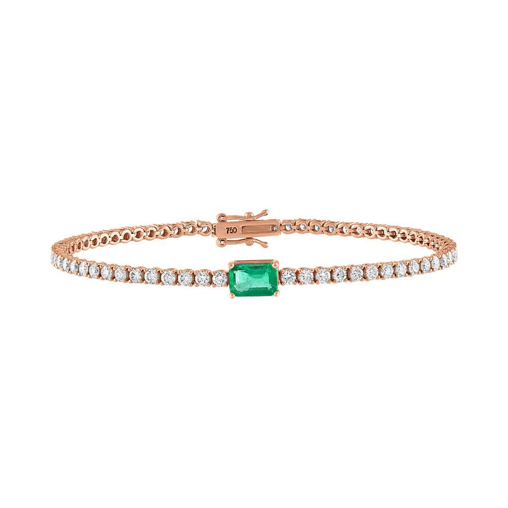 Center Emerald Diamond Tennis Bracelet