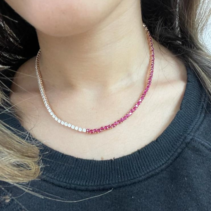 Ruby Hearts/Diamond Necklace