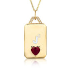 Engraved Gold Charm with Gemstone
