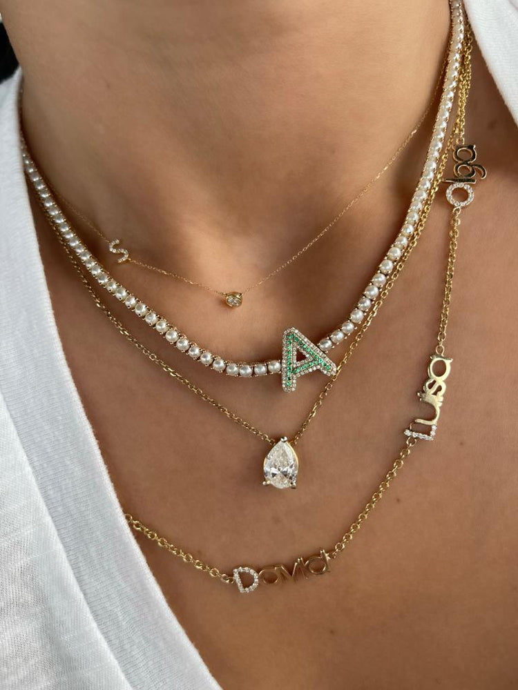 Pearl Initial Tennis Necklace