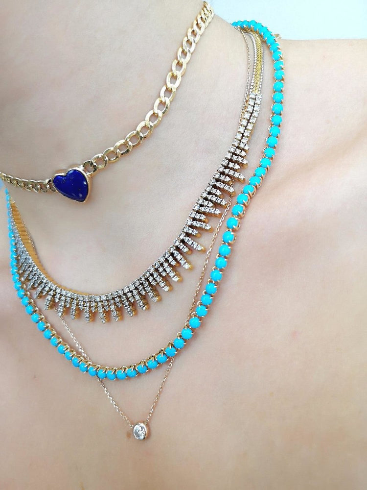 Heart Shaped Lapis Lazuli Chain Necklace