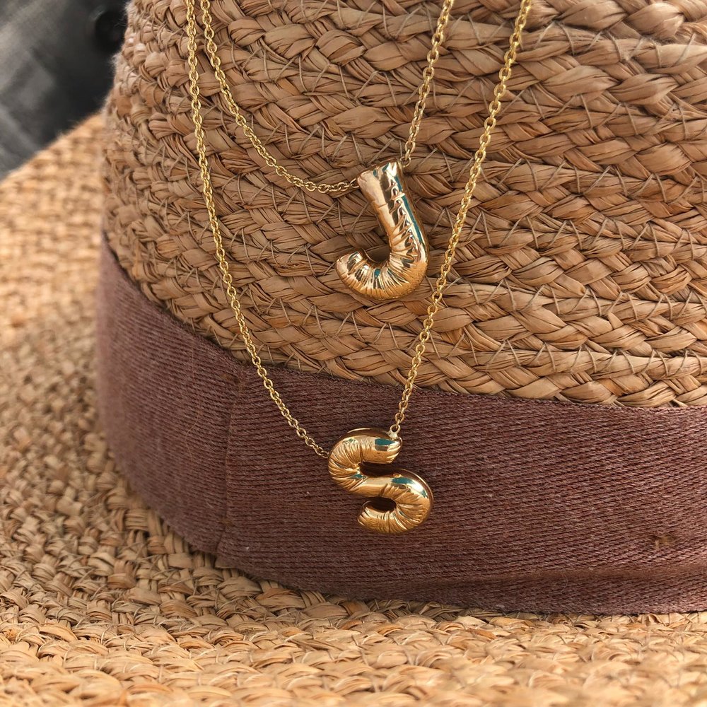 18k Gold Balloon Initial Necklace - Tennessee Jane