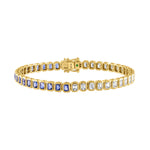 Bezel Set Blue Sapphire/Diamond Tennis Bracelet