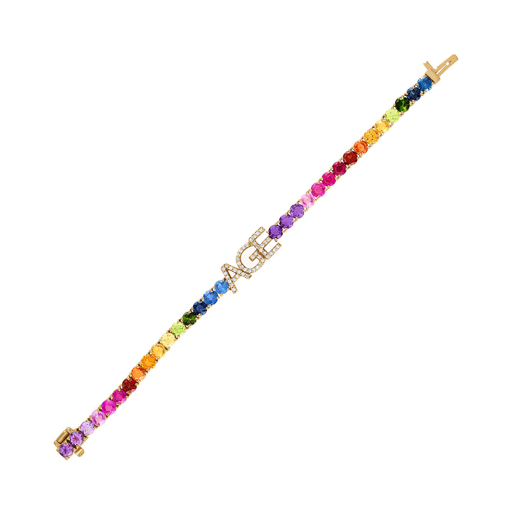Rainbow Initial Tennis Bracelet