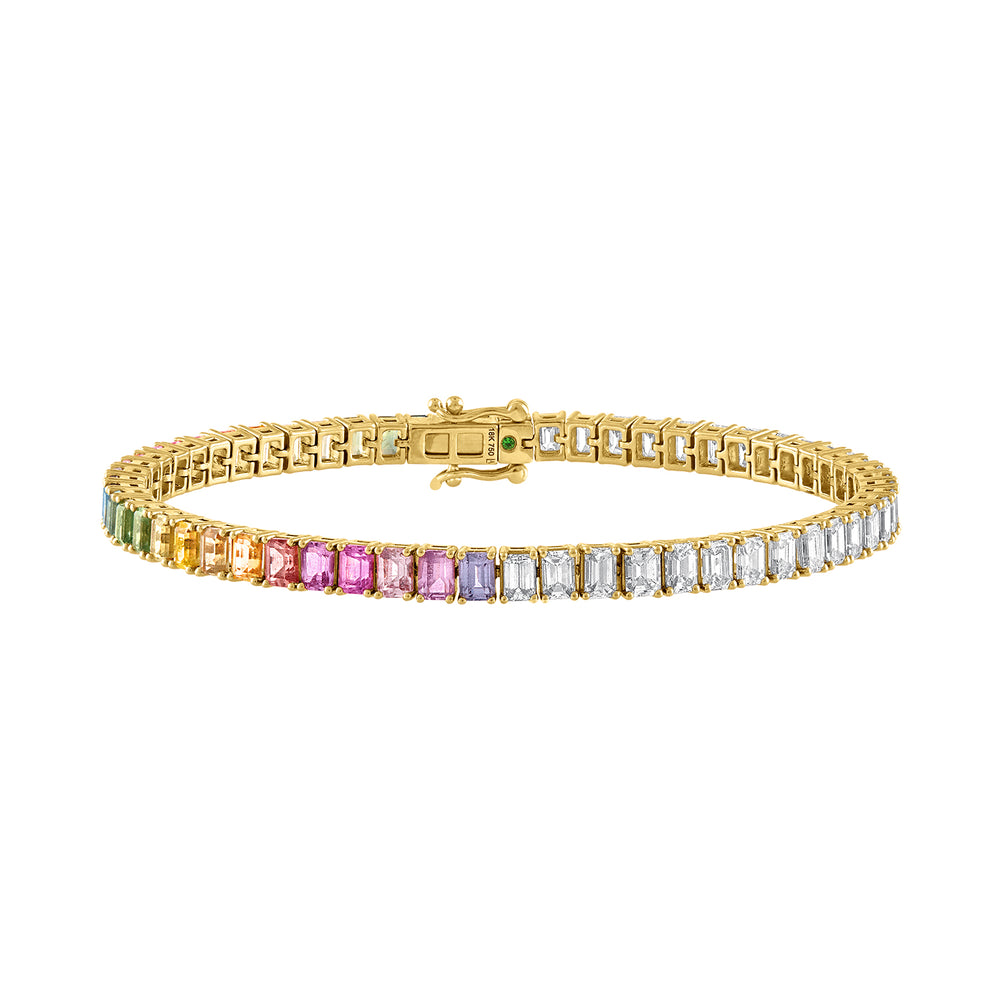Emerald Cut Multicolor Sapphire/Diamond Tennis Bracelet – LUISA