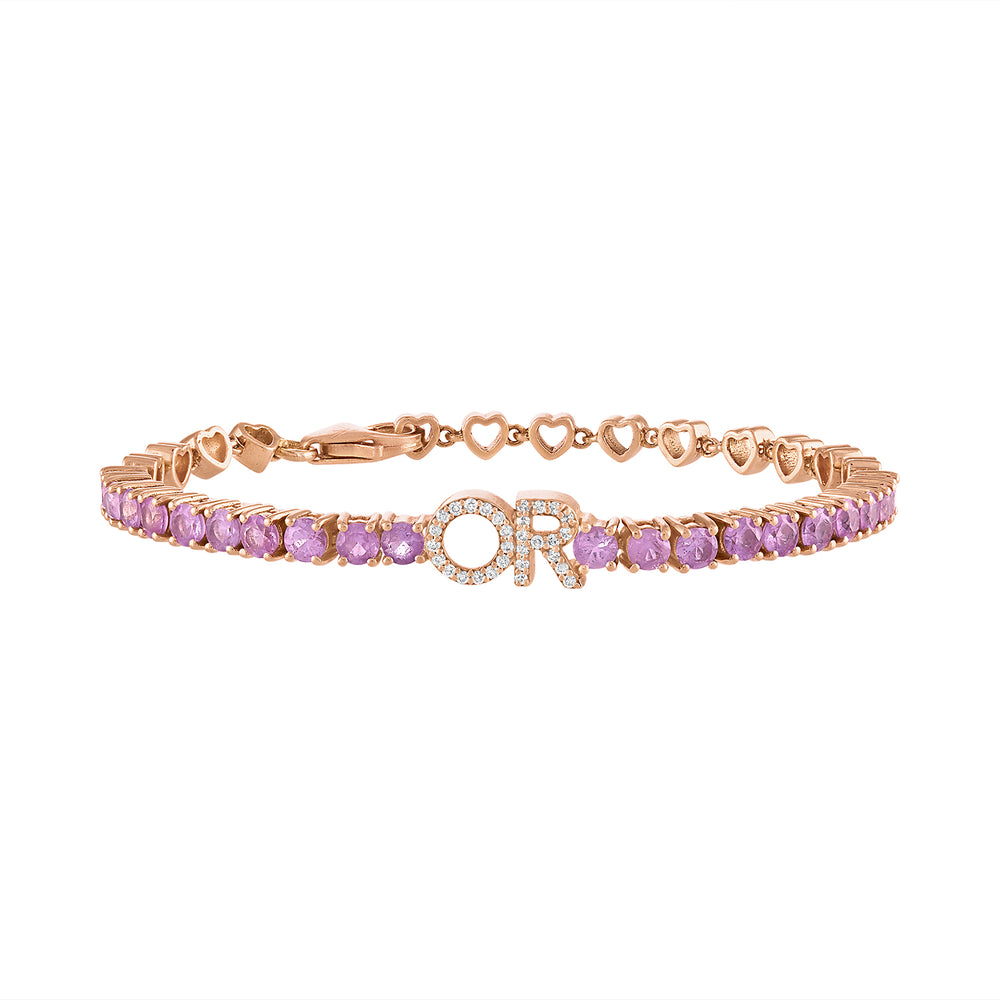 Baby/Girl Pink Sapphire Initial Bracelet